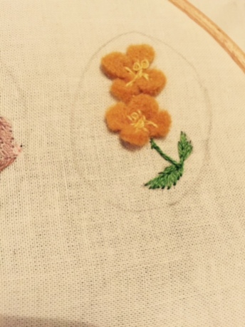 Embroidered mustard flowers