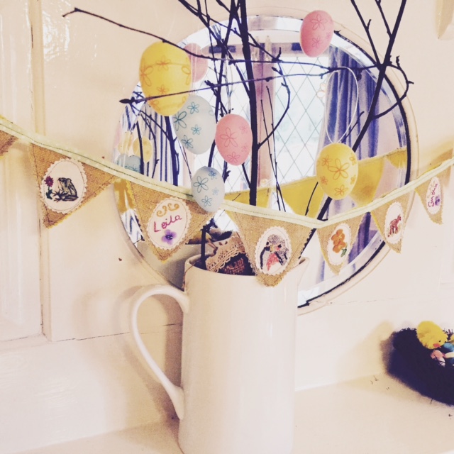 Sewpopby Embroidered Easter Egg Spring bunting